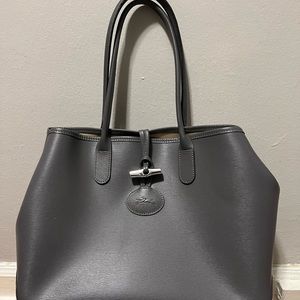 LONGCHAMP Roseau Medium Leather Tote - GREY